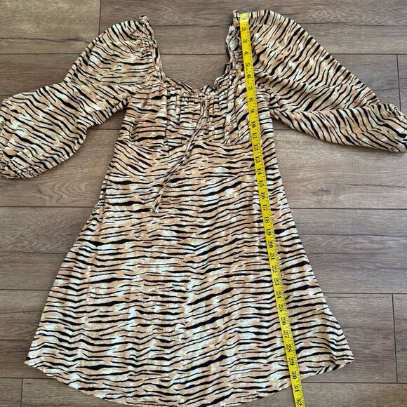 Faithfull The Brand Womens Animal Print Rayon Ira Mini Dress Brown Tan Medium - Picture 15 of 16